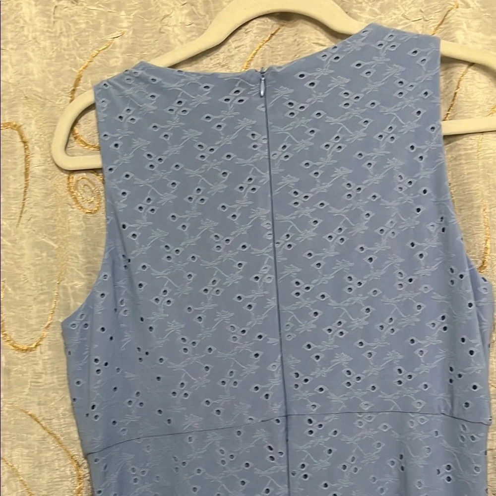London Times Blue Crew Neck Sleeveless Midi Dress - Picture 6 of 9